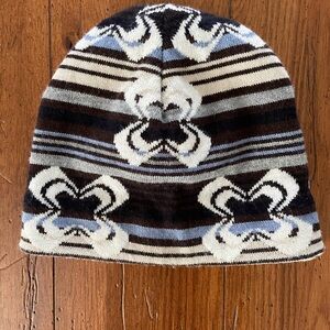 Wigwam Striped and Floral Knit Wool Beanie with Pattern Women's M/L